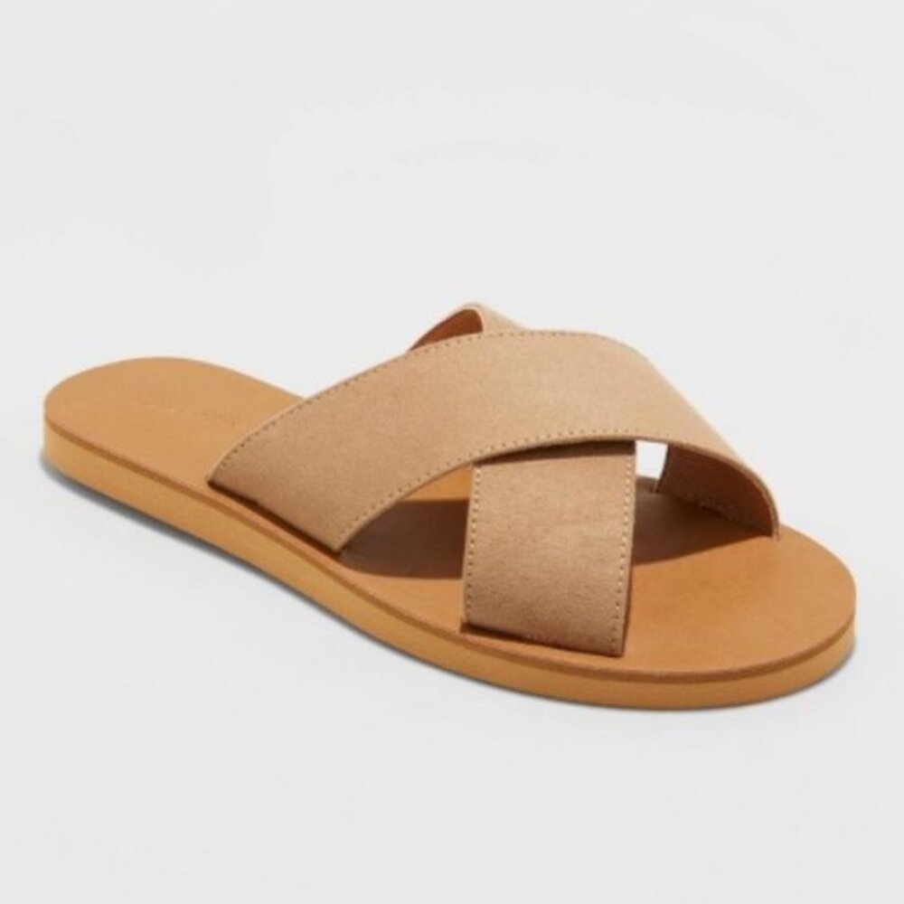 Women's Anabeth Woven Cross-band Slide Sandals - Universal Thread Tan 9.5 - Picture 1 of 4